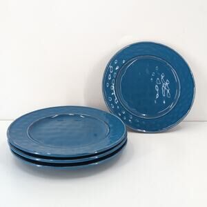 Pier 1 Martillo Salad Plates 8.5" Denim Blue Set of 4 Discontinued HTF RARE